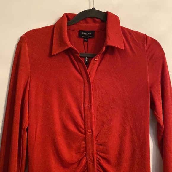 Bardot The Gathered Orange Long Sleeve Minidress - Picture 5 of 11